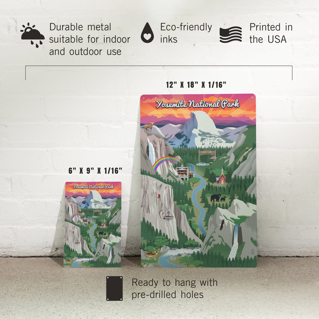 Yosemite National Park, California, Retro Views, Metal Signs Metal Lantern Press