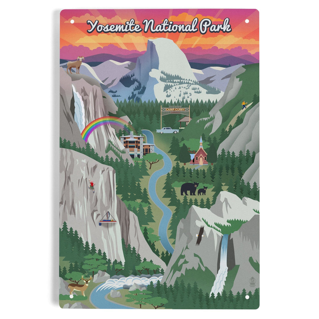 Yosemite National Park, California, Retro Views, Metal Signs Metal Lantern Press
