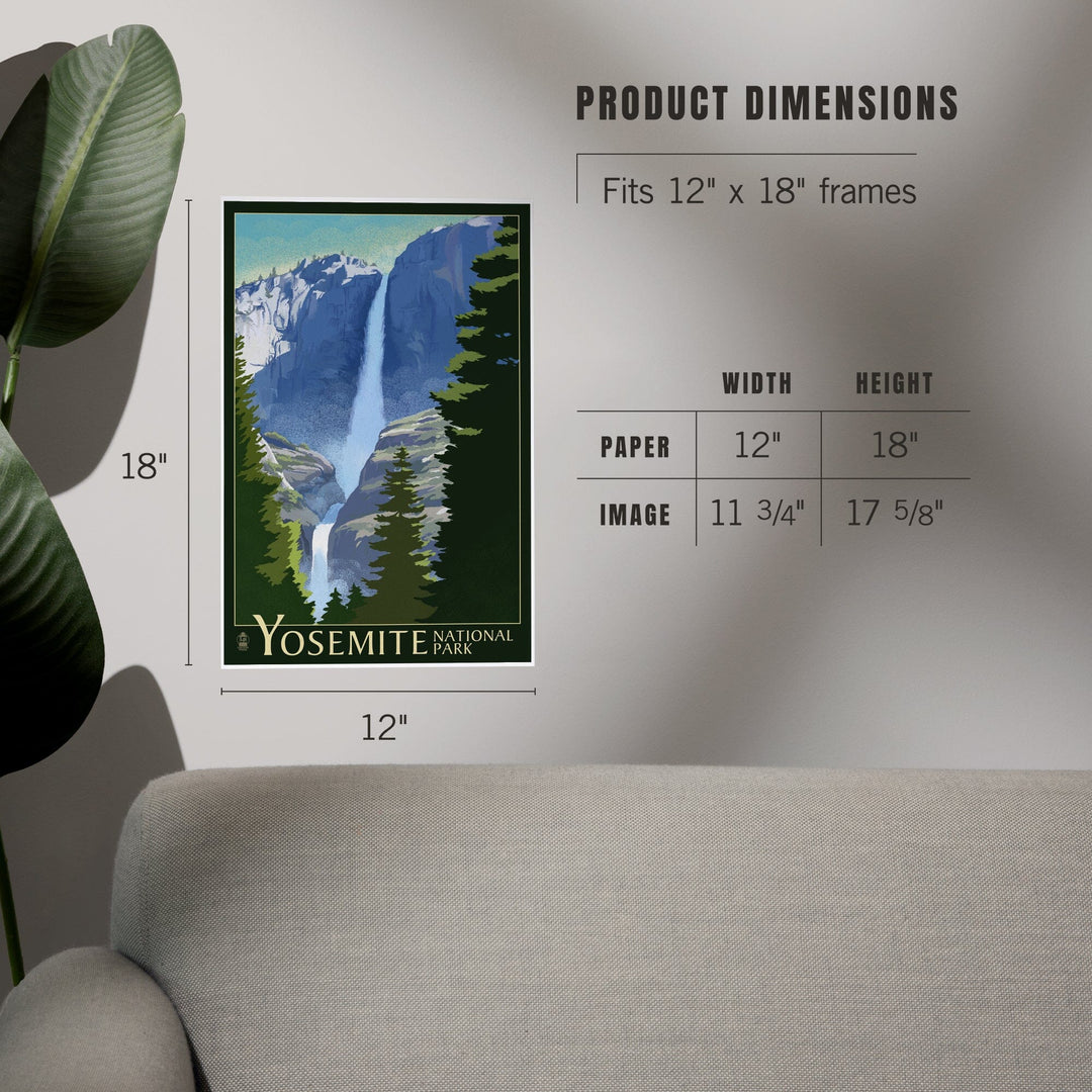 Yosemite National Park, California, Yosemite Falls, Lithography, Art & Giclee Prints Art Lantern Press