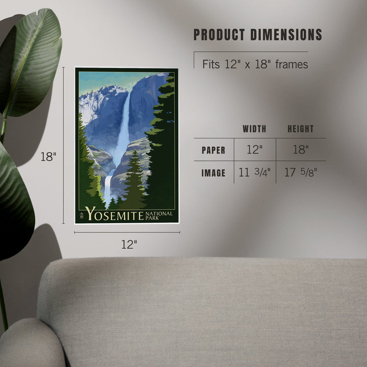 Yosemite National Park, California, Yosemite Falls, Lithography, Art & Giclee Prints Art Lantern Press
