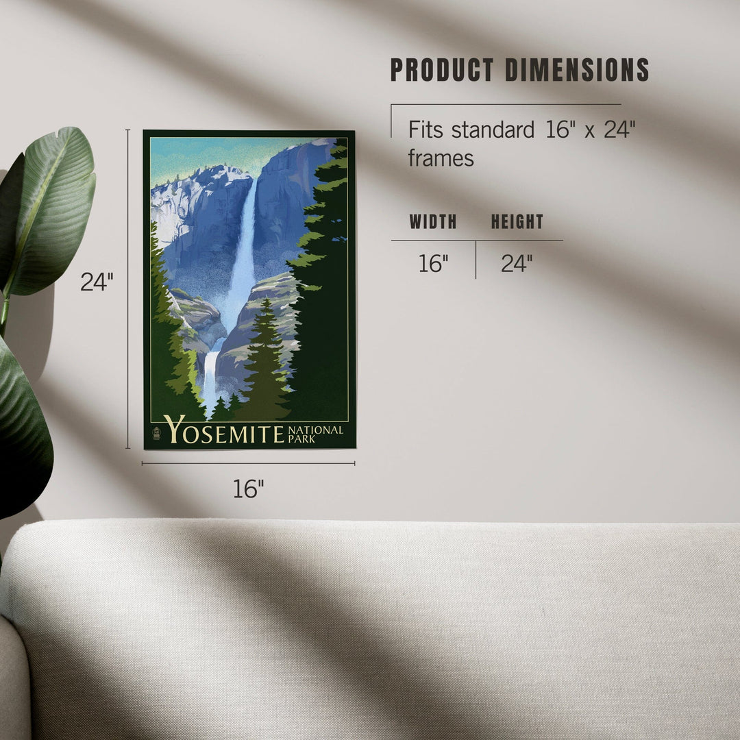Yosemite National Park, California, Yosemite Falls, Lithography, Art & Giclee Prints Art Lantern Press
