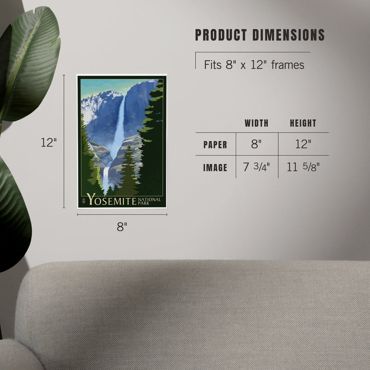 Yosemite National Park, California, Yosemite Falls, Lithography, Art & Giclee Prints Art Lantern Press