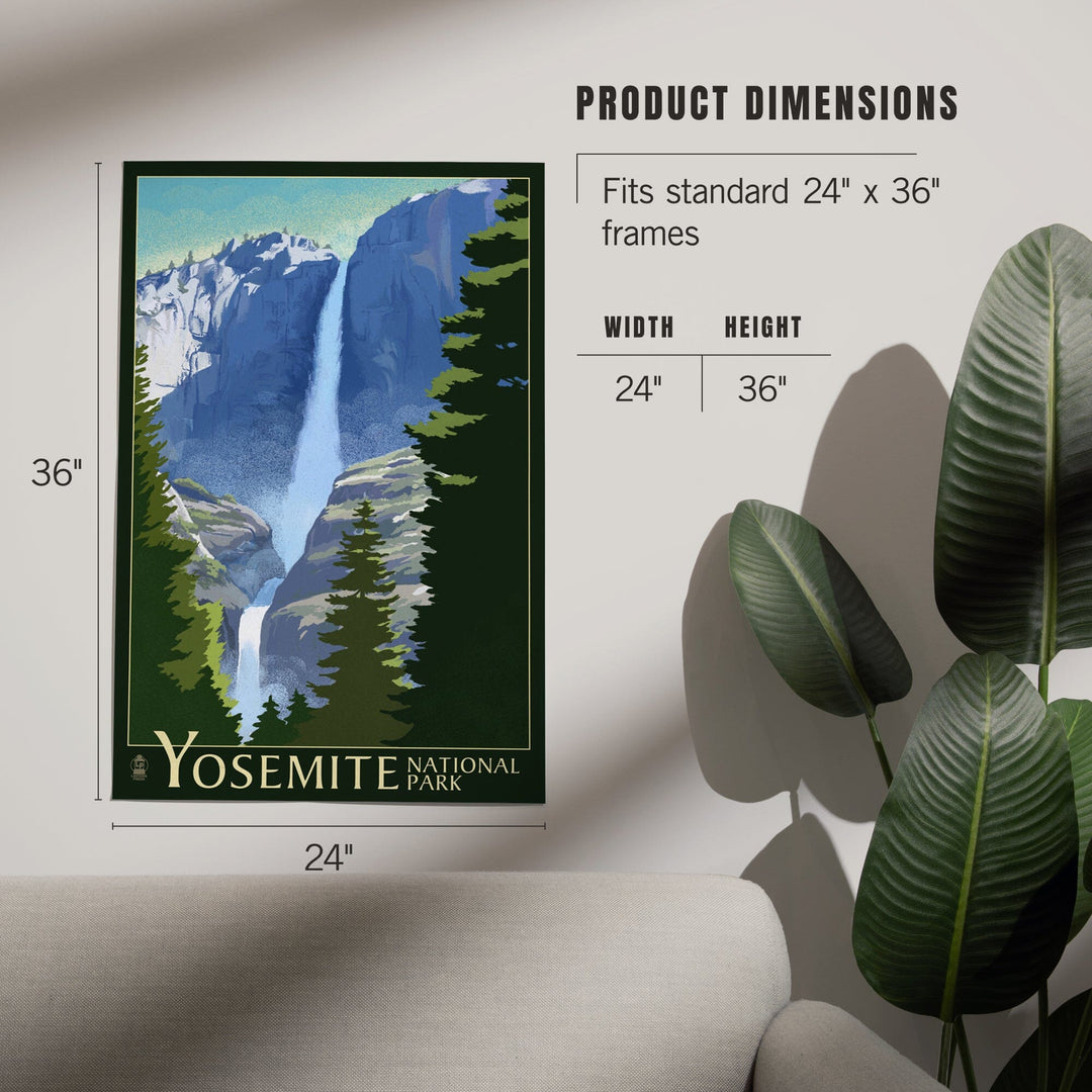 Yosemite National Park, California, Yosemite Falls, Lithography, Art & Giclee Prints Art Lantern Press