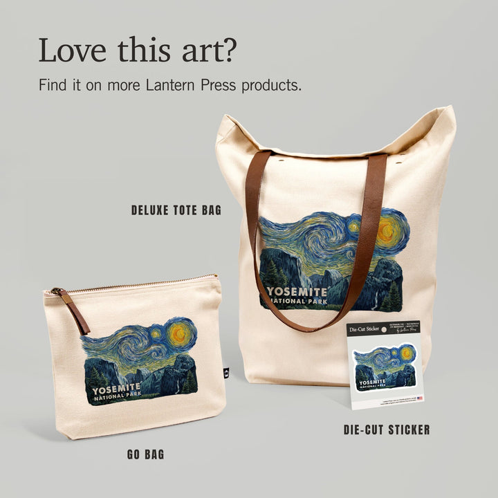 Yosemite National Park, Starry Night, Contour, Vinyl Sticker Sticker Lantern Press