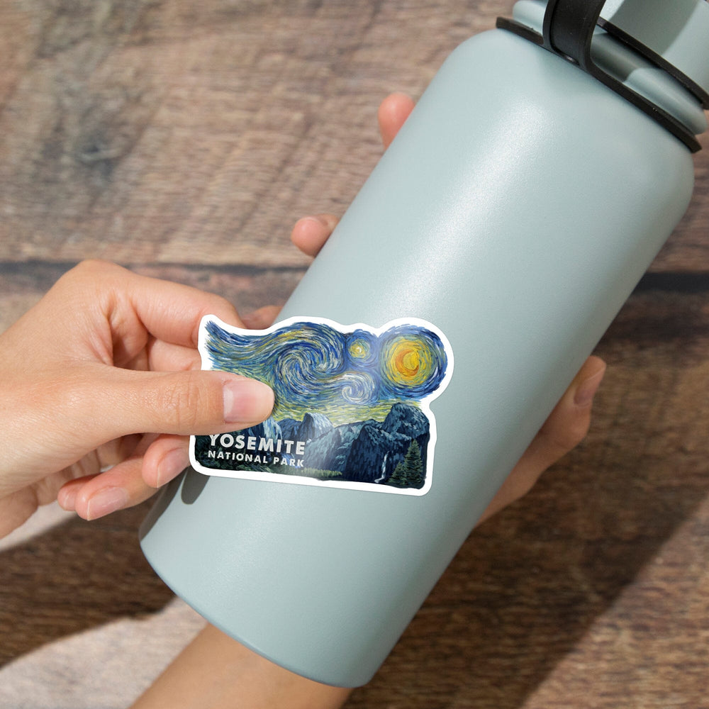 Yosemite National Park, Starry Night, Contour, Vinyl Sticker Sticker Lantern Press