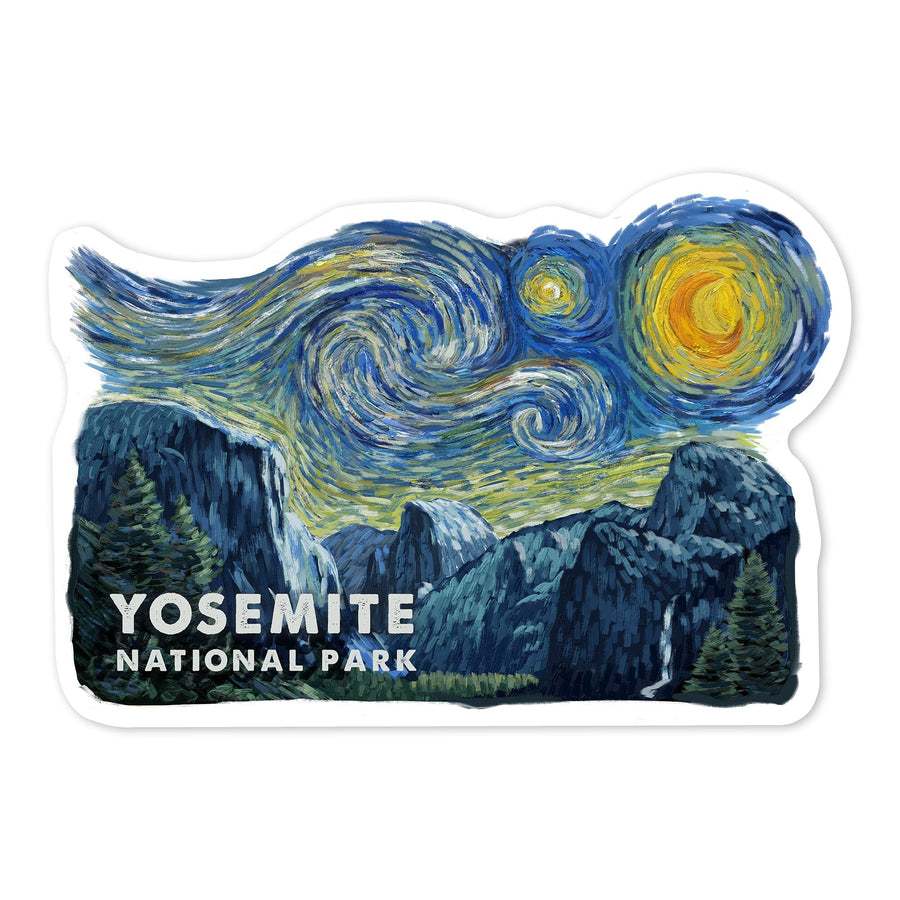 Yosemite National Park, Starry Night, Contour, Vinyl Sticker Sticker Lantern Press