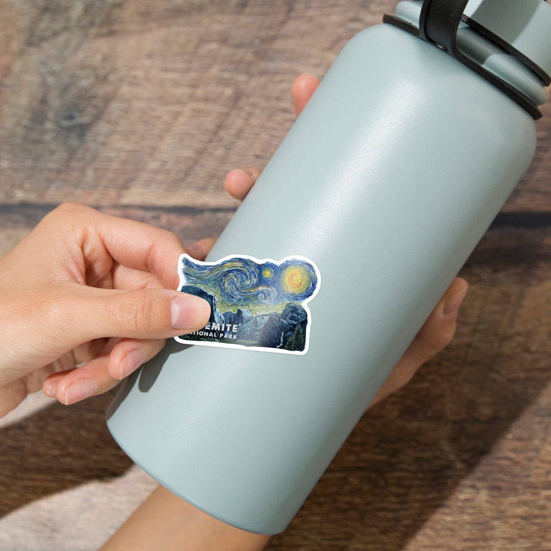 Yosemite National Park, Starry Night, Contour, Vinyl Sticker Sticker Lantern Press