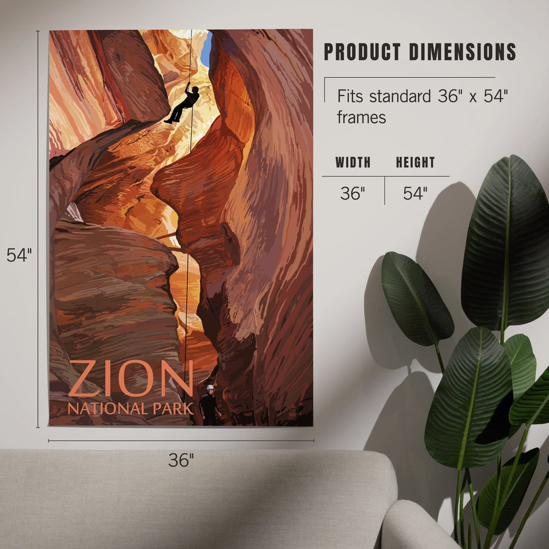 Zion National Park, Canyoneering Scene, Art & Giclee Prints Art Lantern Press