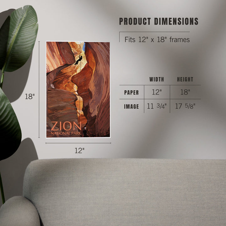 Zion National Park, Canyoneering Scene, Art & Giclee Prints Art Lantern Press