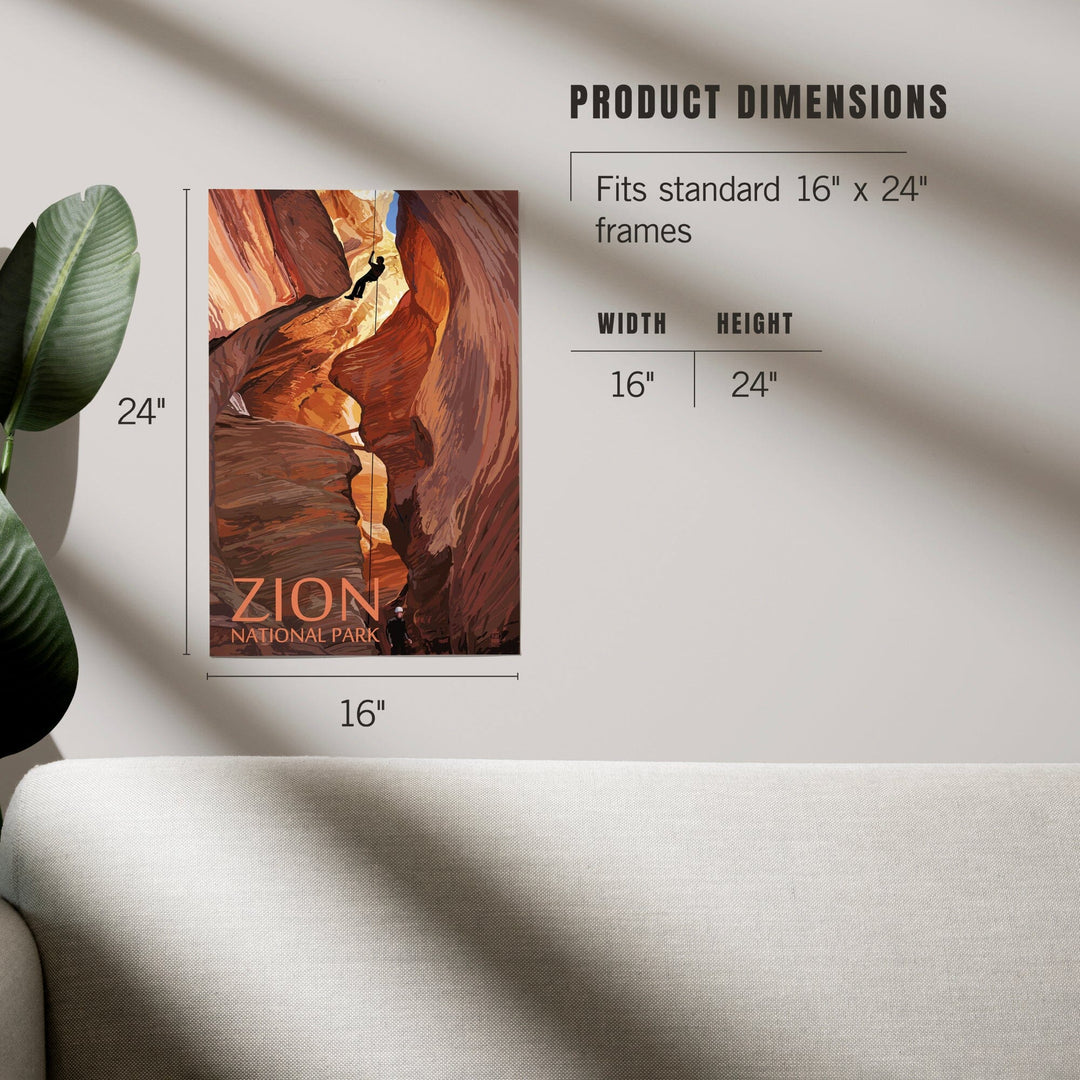Zion National Park, Canyoneering Scene, Art & Giclee Prints Art Lantern Press