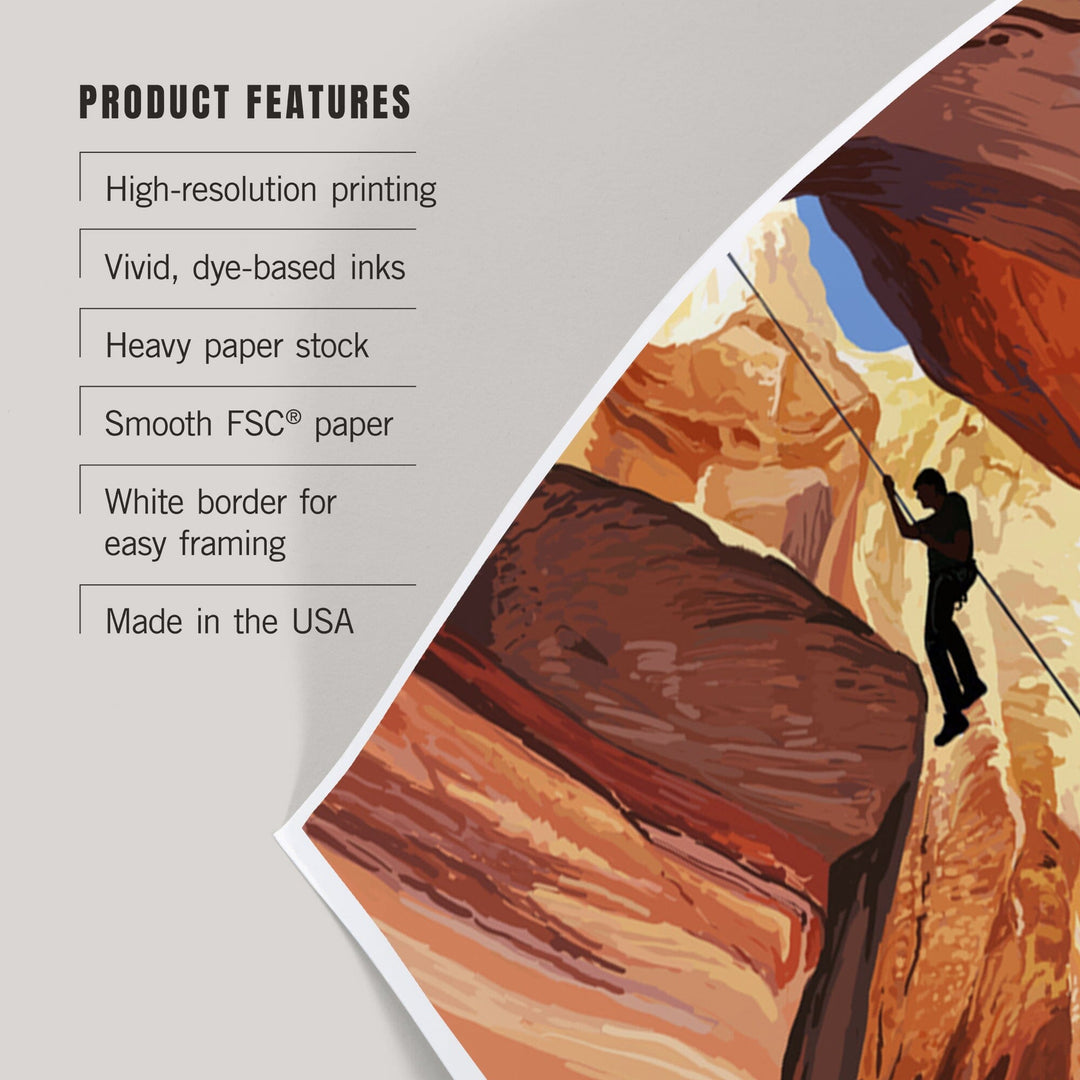Zion National Park, Canyoneering Scene, Art & Giclee Prints Art Lantern Press