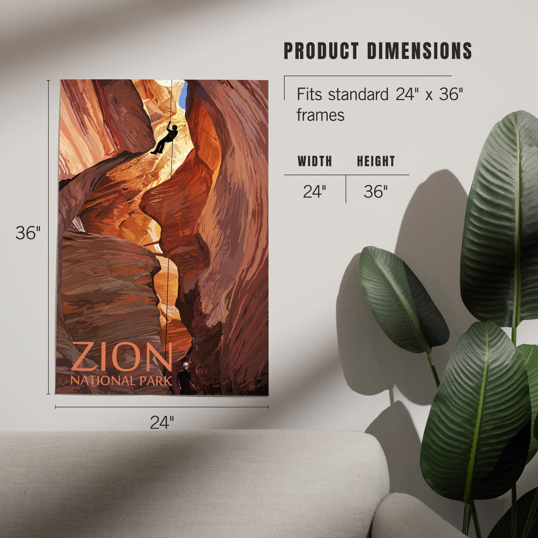 Zion National Park, Canyoneering Scene, Art & Giclee Prints Art Lantern Press