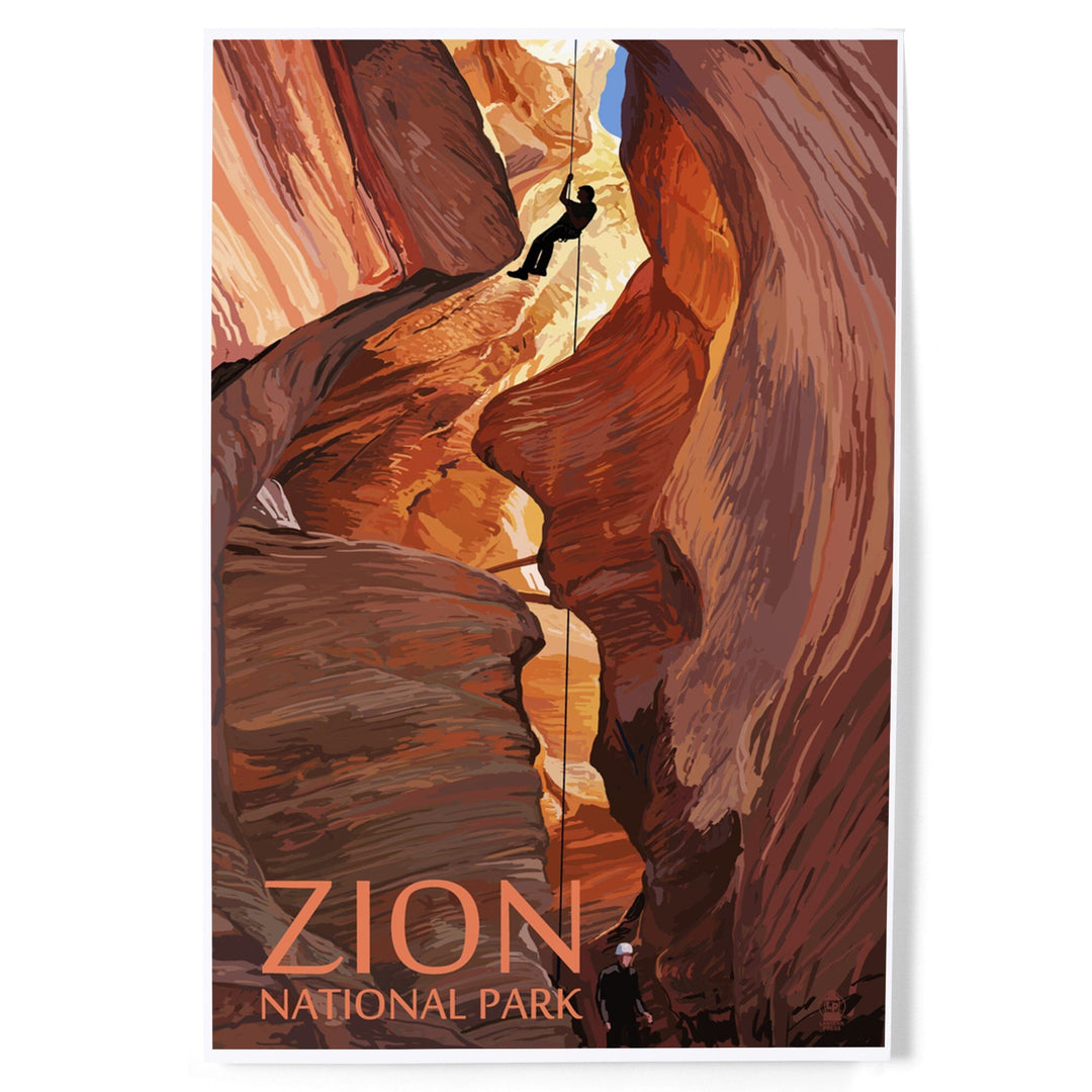 Zion National Park, Canyoneering Scene, Art & Giclee Prints Art Lantern Press