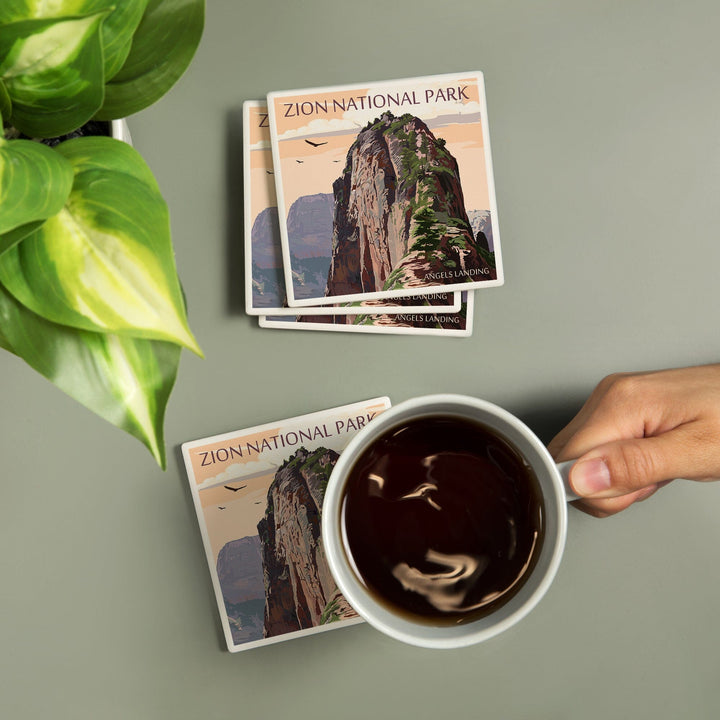 Zion National Park, Utah, Angels Landing and Condors, Coasters Coasters Lantern Press