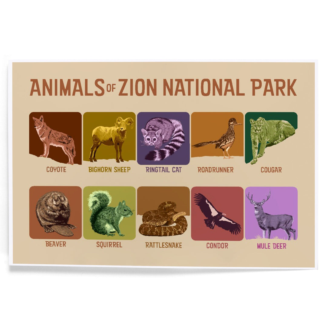 Zion National Park, Utah, Animals of Zion, Art & Giclee Prints Art Lantern Press 12 x 18 Art Print