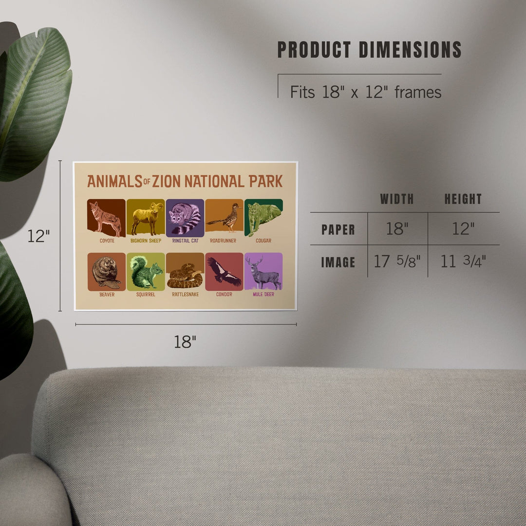 Zion National Park, Utah, Animals of Zion, Art & Giclee Prints Art Lantern Press