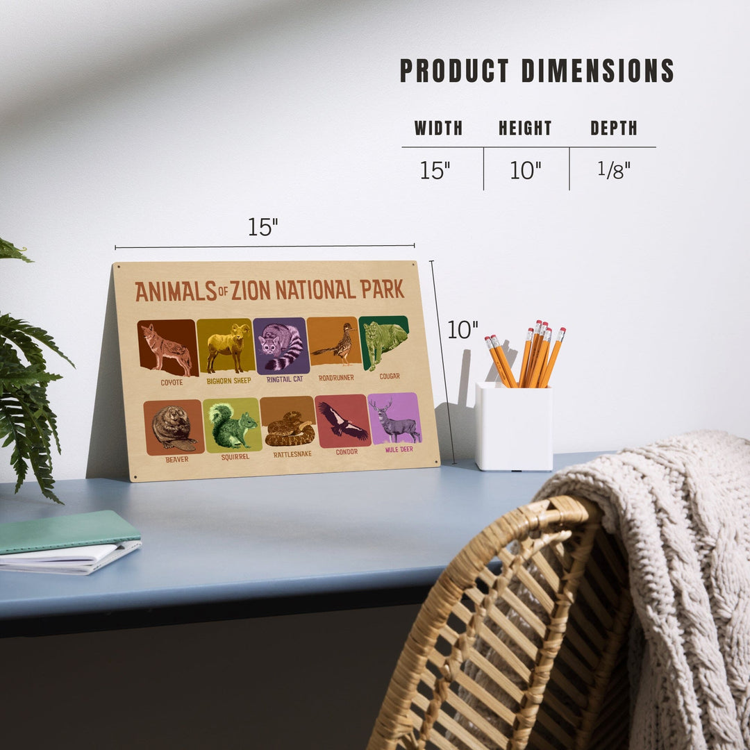 Zion National Park, Utah, Animals of Zion, Wood Signs and Postcards Wood Lantern Press