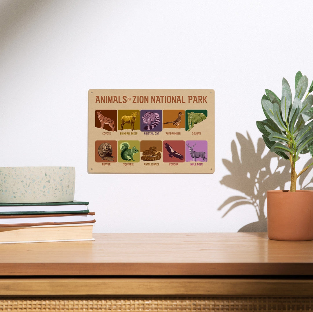 Zion National Park, Utah, Animals of Zion, Wood Signs and Postcards Wood Lantern Press