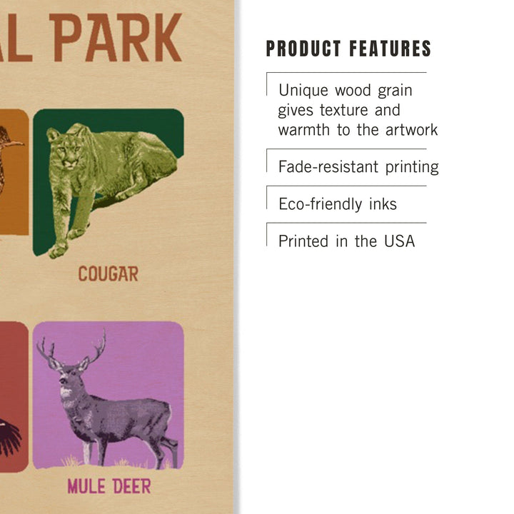 Zion National Park, Utah, Animals of Zion, Wood Signs and Postcards Wood Lantern Press