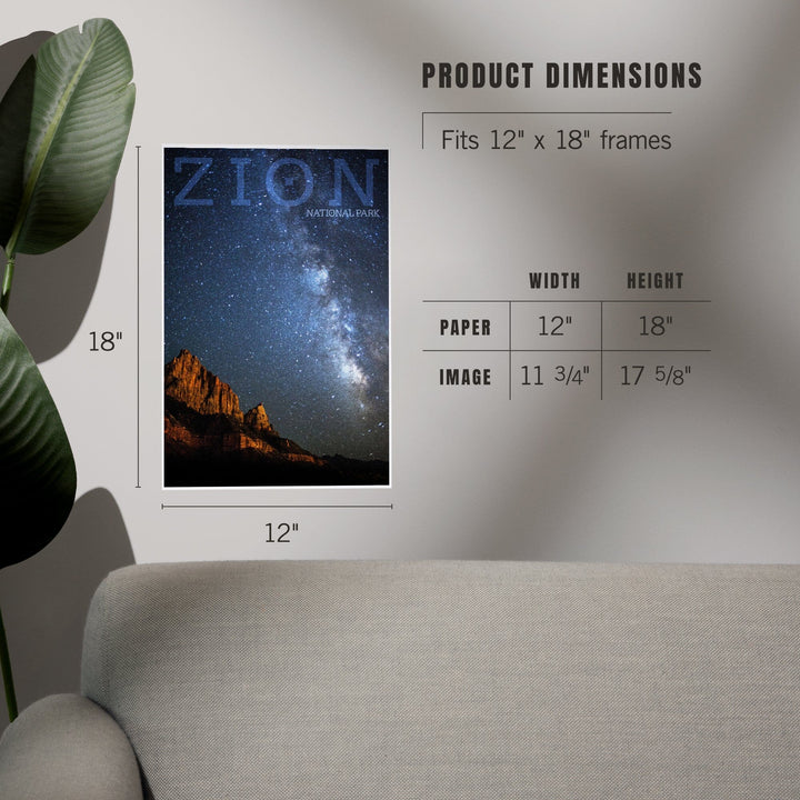 Zion National Park, Utah, Milkyway, Art & Giclee Prints Art Lantern Press