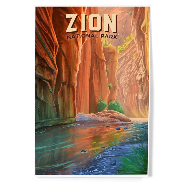 Zion National Park, Utah, Oil Painting, The Narrows, Art & Giclee Prints Art Lantern Press 8 x 12 Art Print