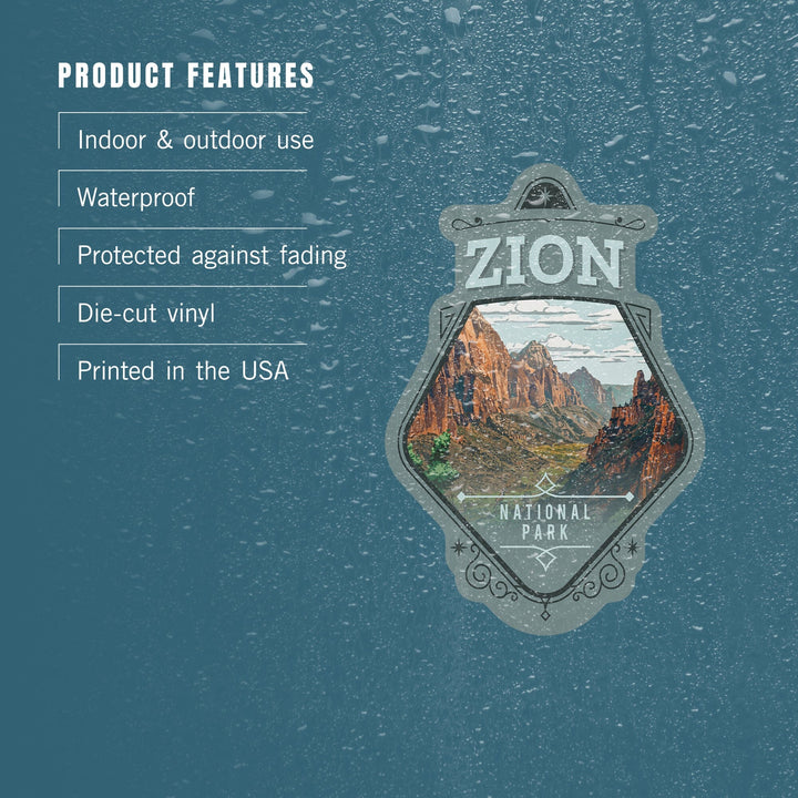 Zion National Park, Utah, Painterly National Park Series, Contour, Vinyl Sticker Sticker Lantern Press