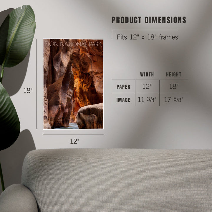 Zion National Park, Utah, Slot Canyon, Art & Giclee Prints Art Lantern Press