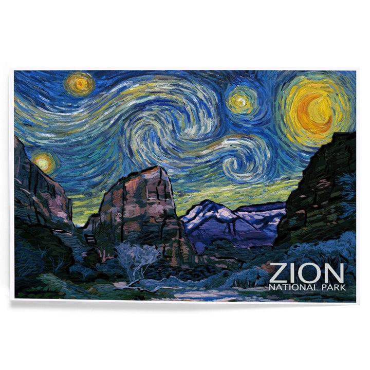 Zion National Park, Utah, Starry Night National Park Series, Art & Giclee Prints Art Lantern Press 8 x 12 Art Print