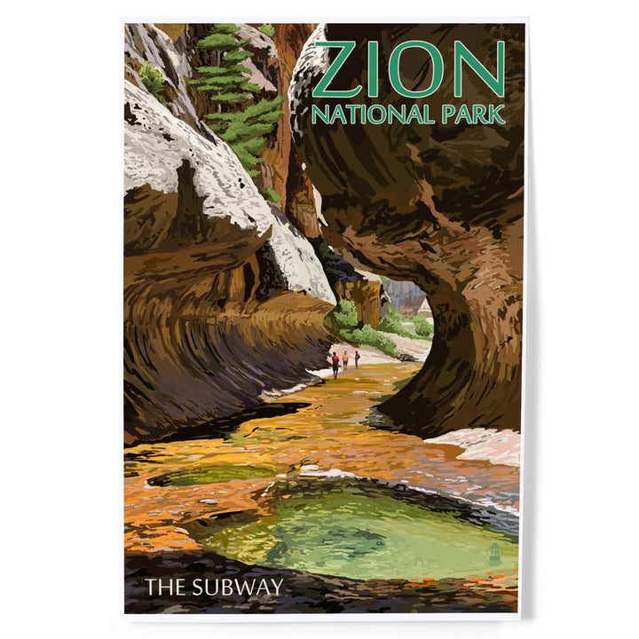 Zion National Park, Utah, The Subway, Art & Giclee Prints Art Lantern Press 12 x 18 Art Print
