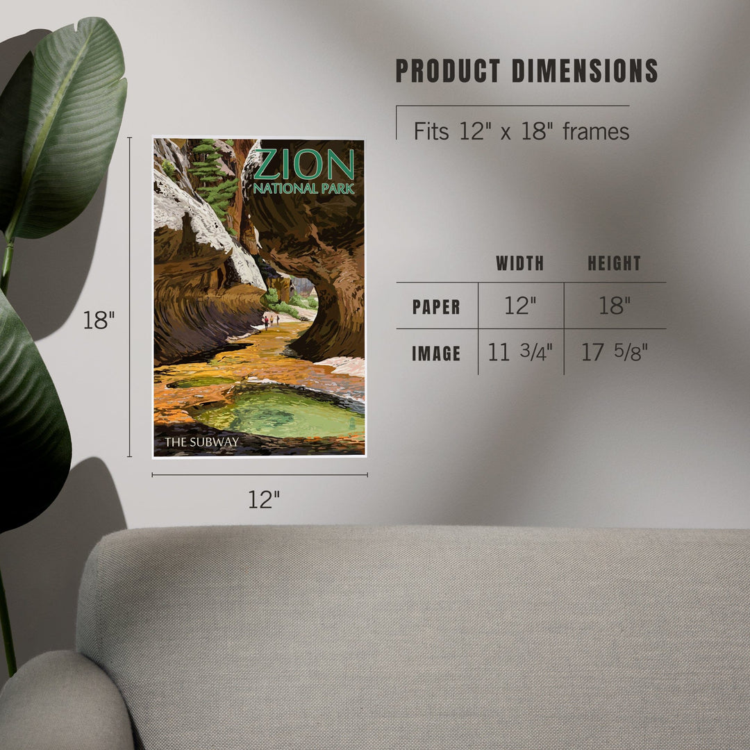 Zion National Park, Utah, The Subway, Art & Giclee Prints Art Lantern Press