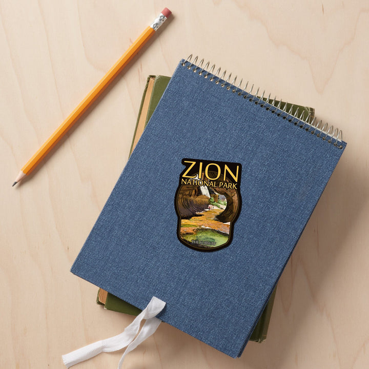 Zion National Park, Utah, The Subway, Contour, Lantern Press Artwork, Vinyl Sticker Sticker Lantern Press