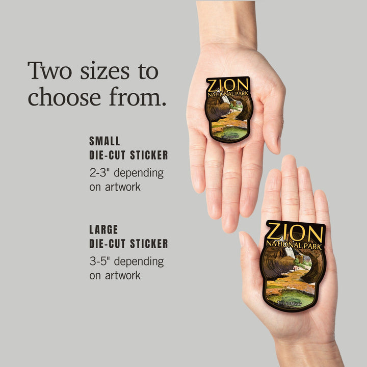 Zion National Park, Utah, The Subway, Contour, Lantern Press Artwork, Vinyl Sticker Sticker Lantern Press