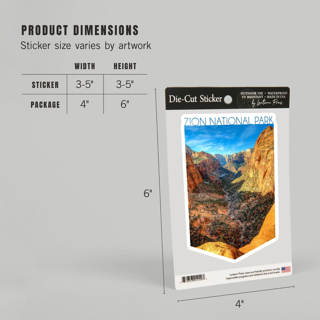 Zion National Park, Utah, The Subway, Contour, Lantern Press Photography, Vinyl Sticker Sticker Lantern Press