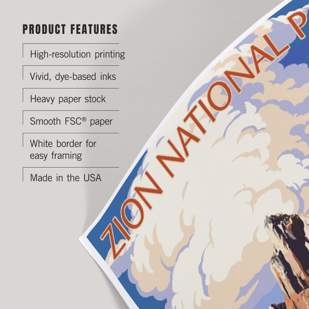 Zion National Park, Utah, Virgin River and Peaks, Art & Giclee Prints Art Lantern Press