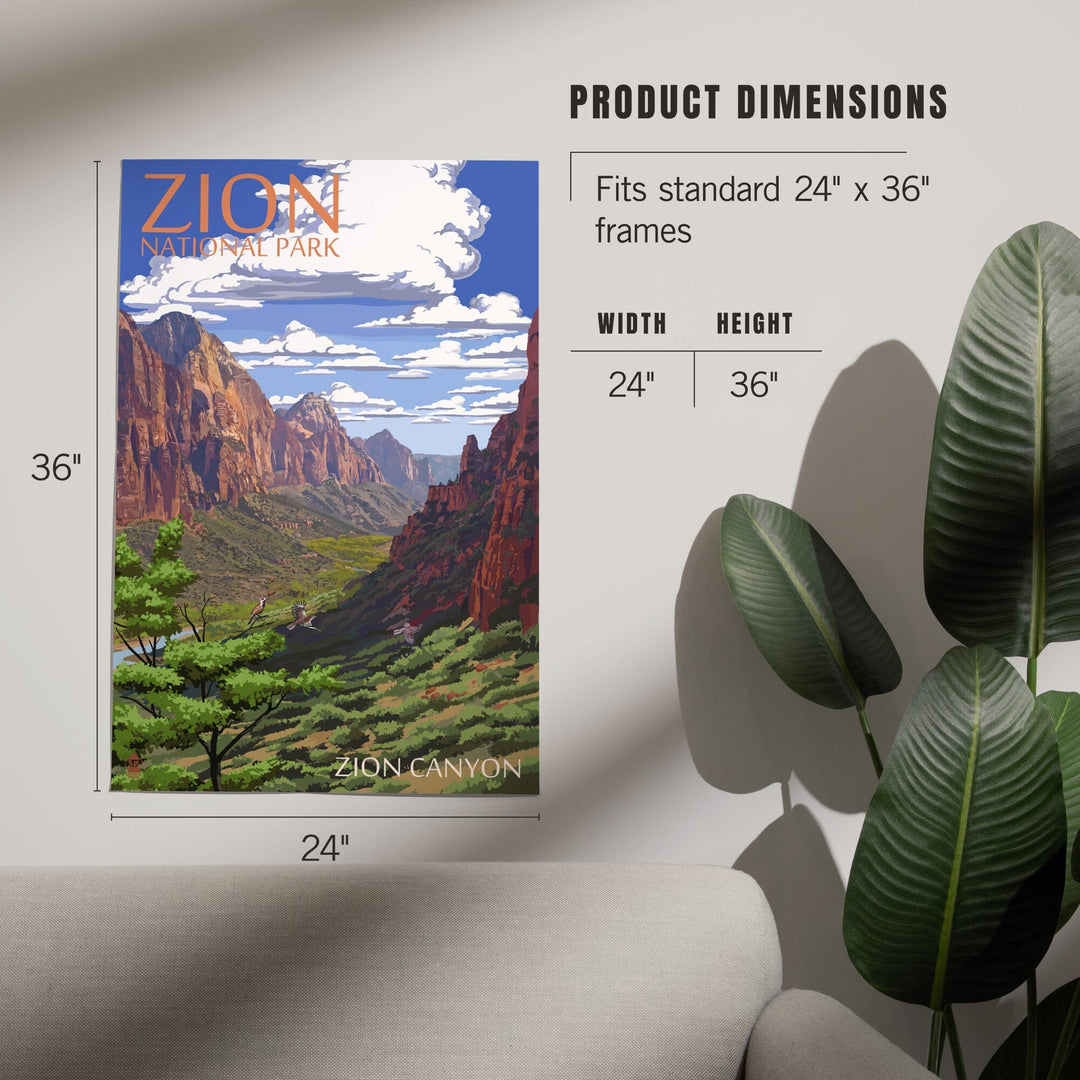 Zion National Park, Utah, Zion Canyon View, Art & Giclee Prints Art Lantern Press