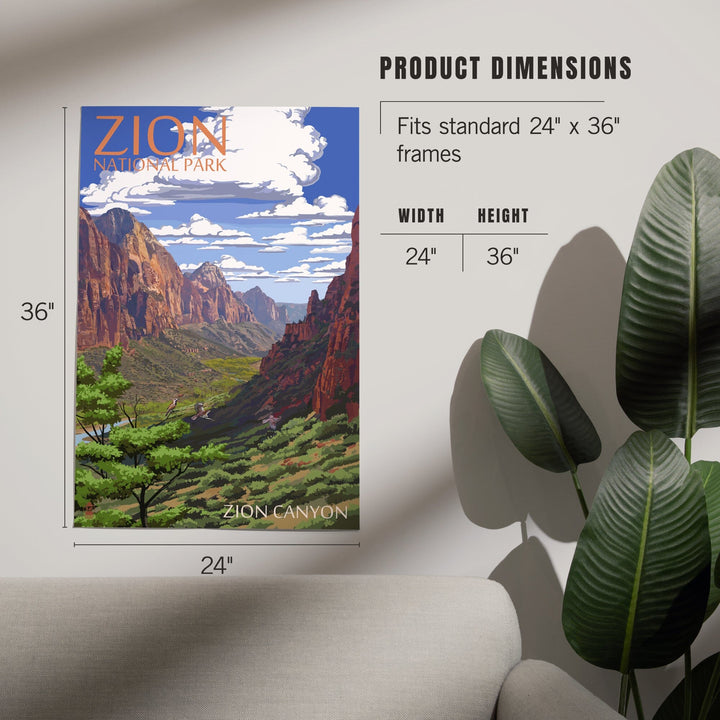 Zion National Park, Utah, Zion Canyon View, Art & Giclee Prints Art Lantern Press