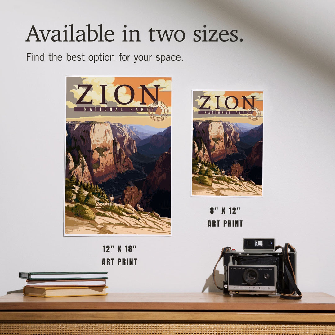 Zion National Park, Zion Canyon Sunset, Typography, Art & Giclee Prints Art Lantern Press 