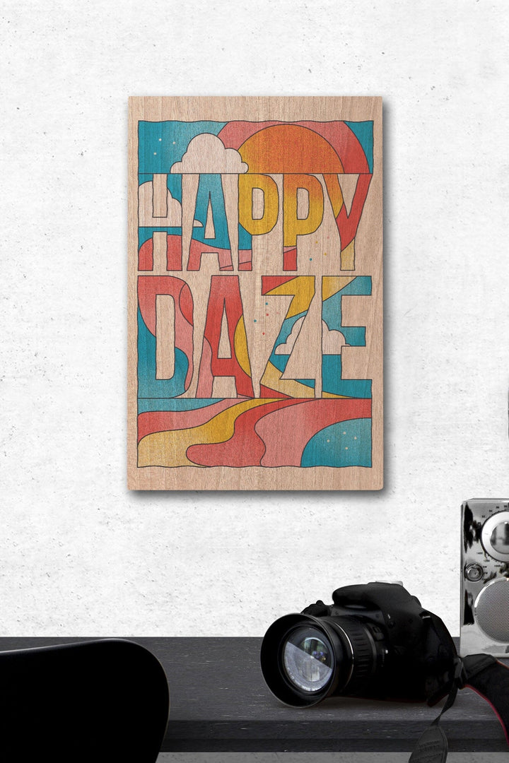 70s Sunshine Collection, Happy Daze, Wood Signs and Postcards Wood Lantern Press 12 x 18 Wood Gallery Print 