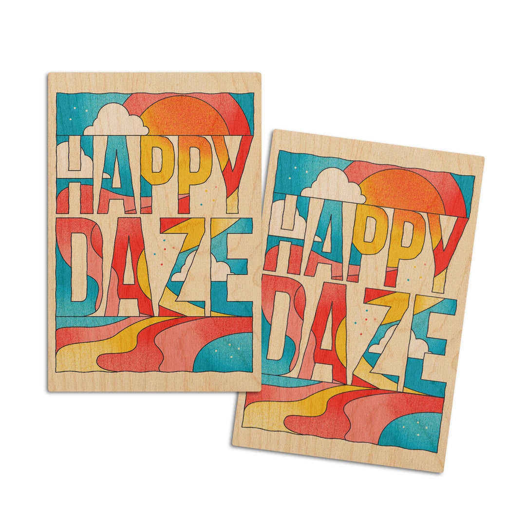 70s Sunshine Collection, Happy Daze, Wood Signs and Postcards Wood Lantern Press 4x6 Wood Postcard Set 