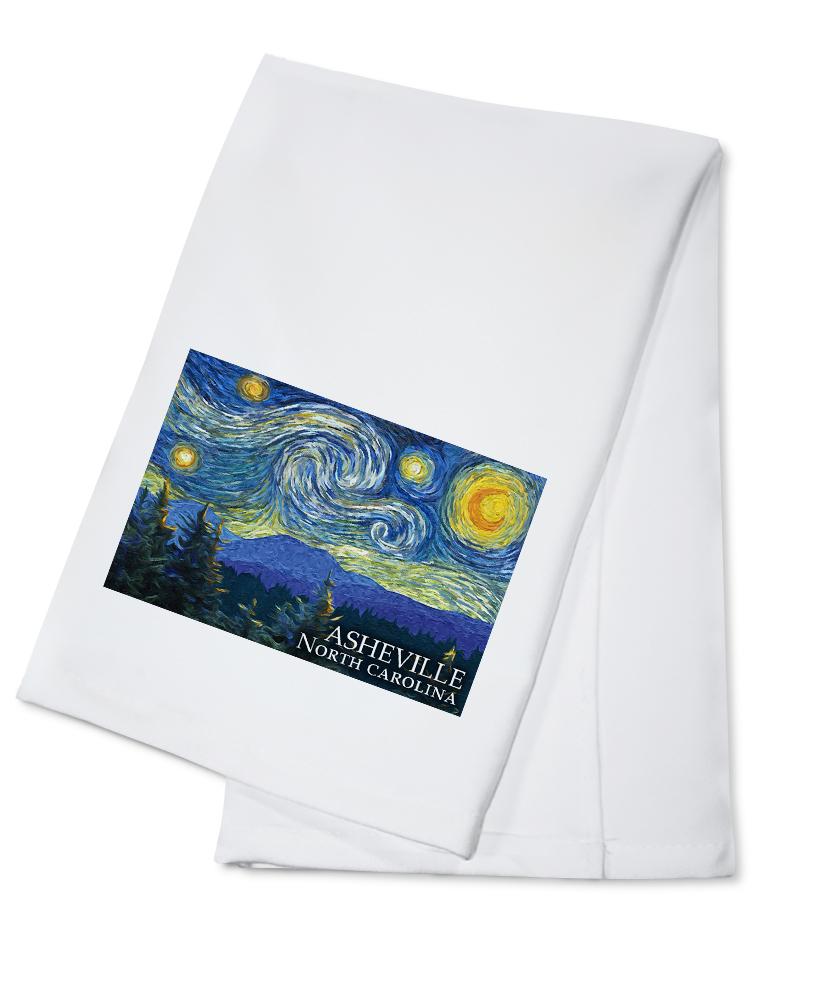 Asheville, North Carolina, Starry Night, Lantern Press Artwork, Towels and Aprons Kitchen Lantern Press 