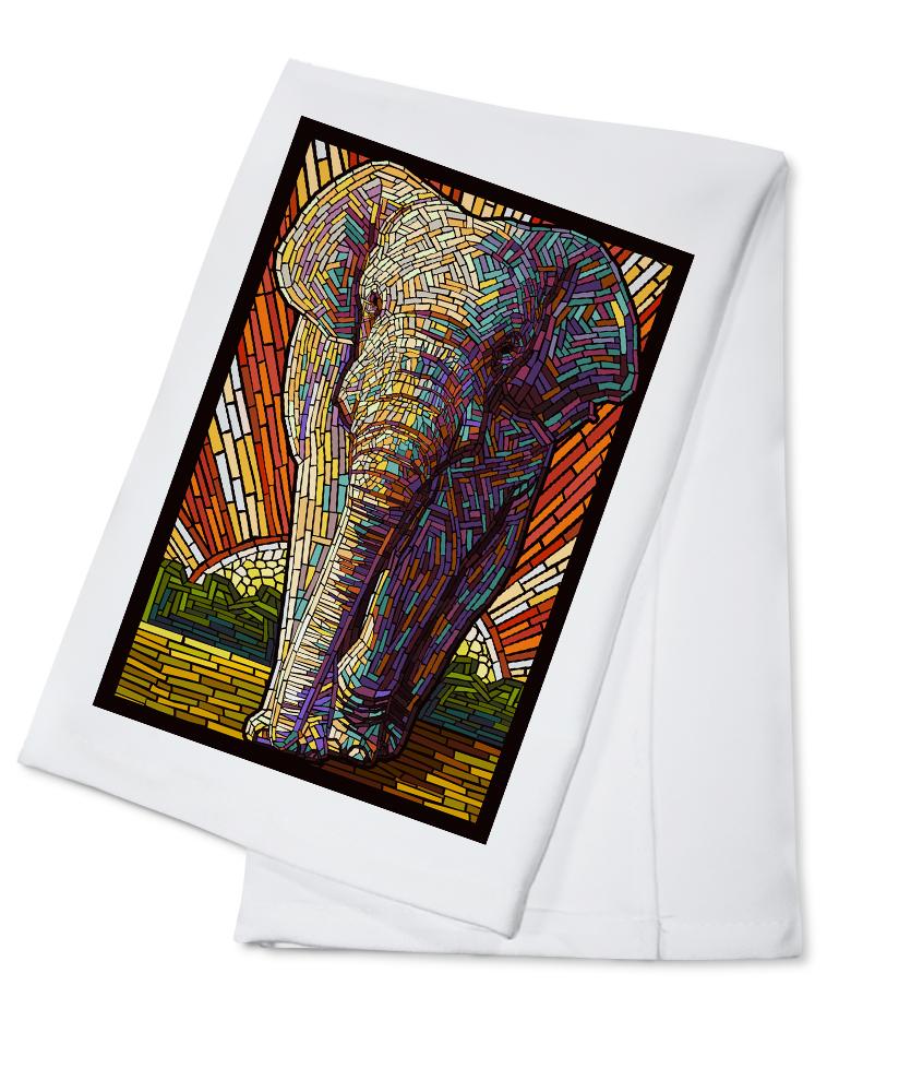 Asian Elephant, Paper Mosaic, Lantern Press Poster, Towels and Aprons Kitchen Lantern Press 