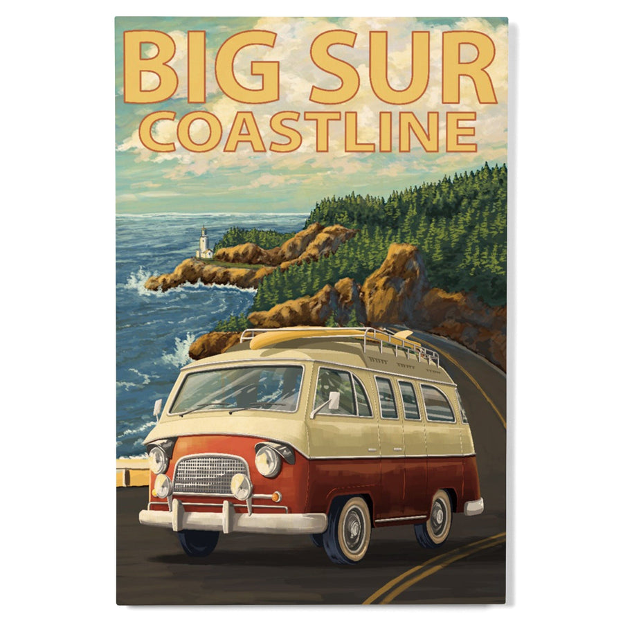 Big Sur, California, Camper Van, Lantern Press Artwork, Wood Signs and Postcards - Lantern Press