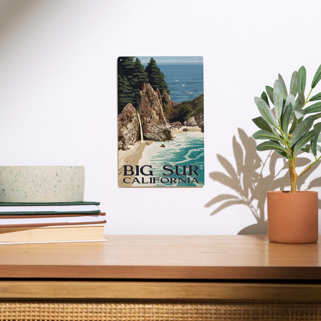 Big Sur, California, McWay Falls, Lantern Press Artwork, Wood Signs and Postcards - Lantern Press