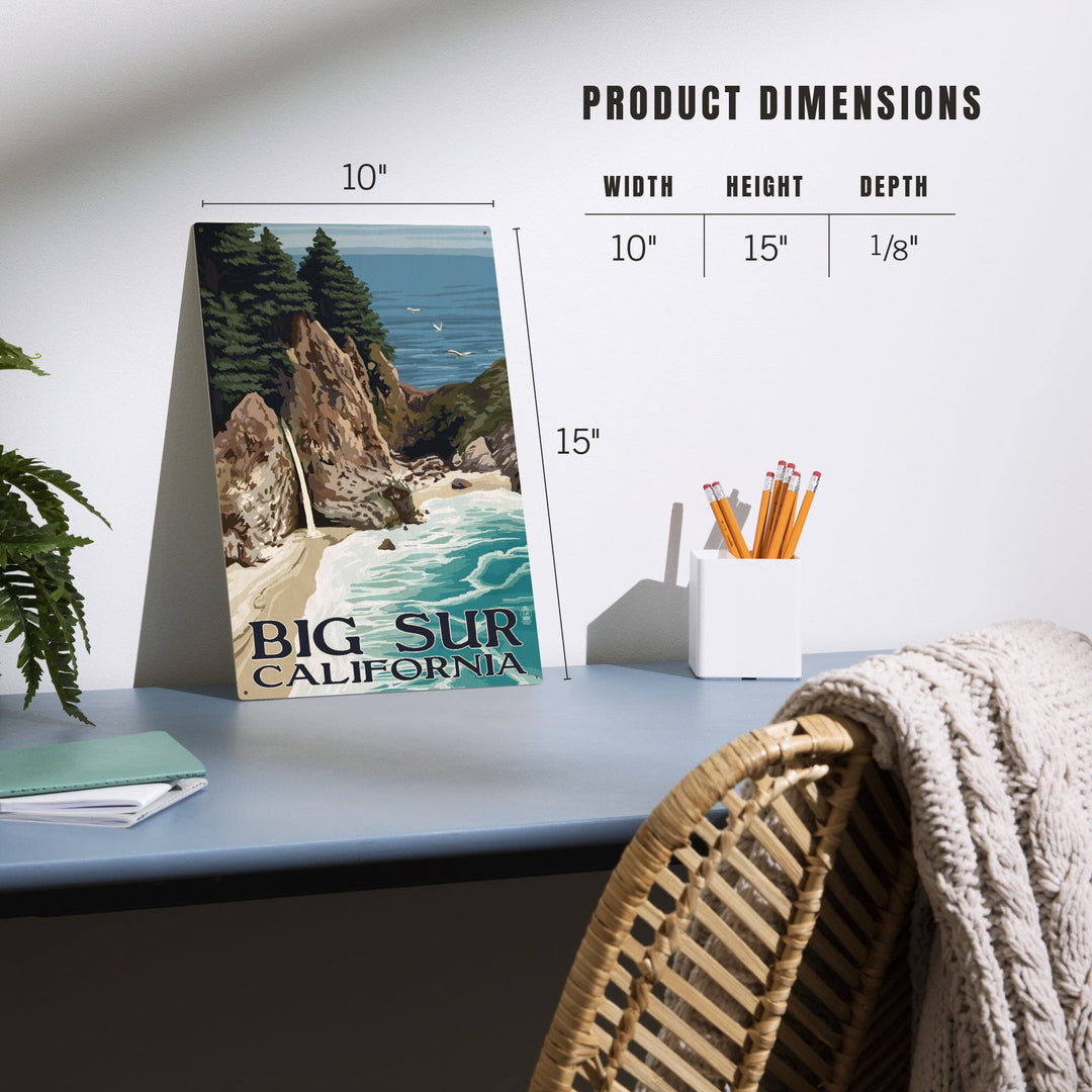 Big Sur, California, McWay Falls, Lantern Press Artwork, Wood Signs and Postcards - Lantern Press