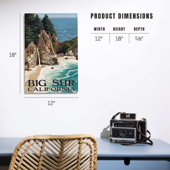 Big Sur, California, McWay Falls, Lantern Press Artwork, Wood Signs and Postcards - Lantern Press