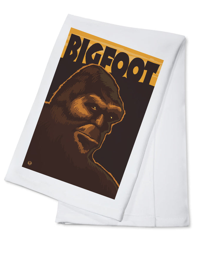 Bigfoot Face, Organic Cotton Kitchen Tea Towels - Lantern Press