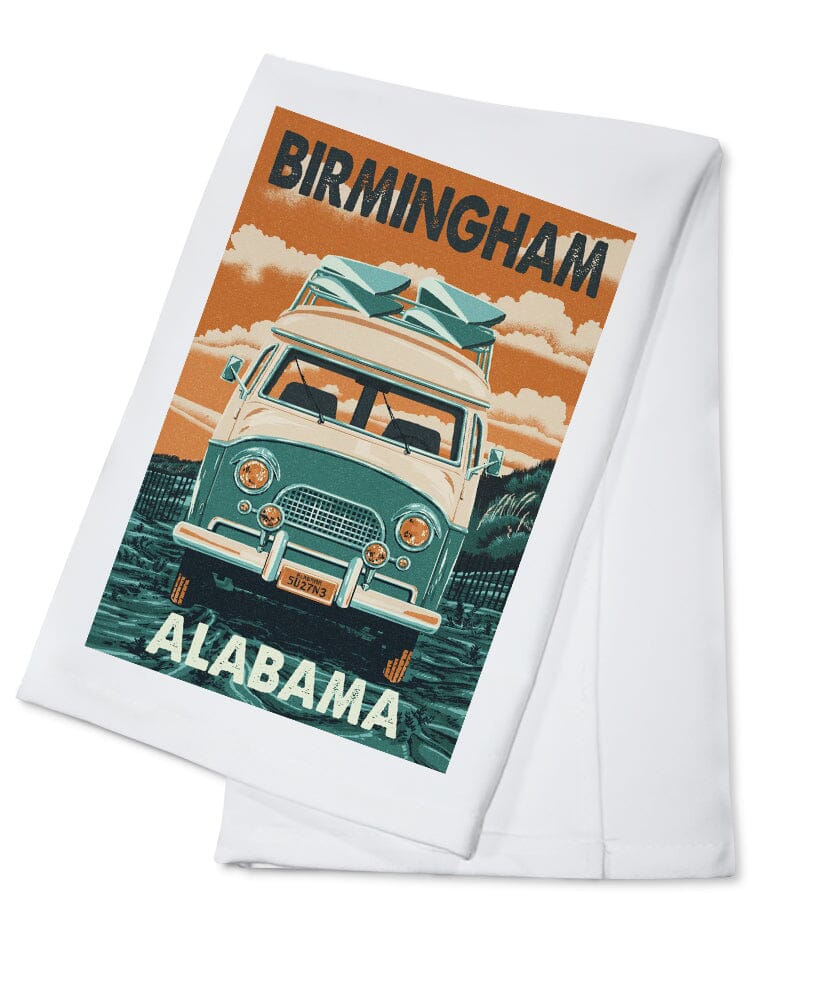 Birmingham, Alabama, Letterpress, Camper Van, Lantern Press Artwork Kitchen Lantern Press Cotton Towel 