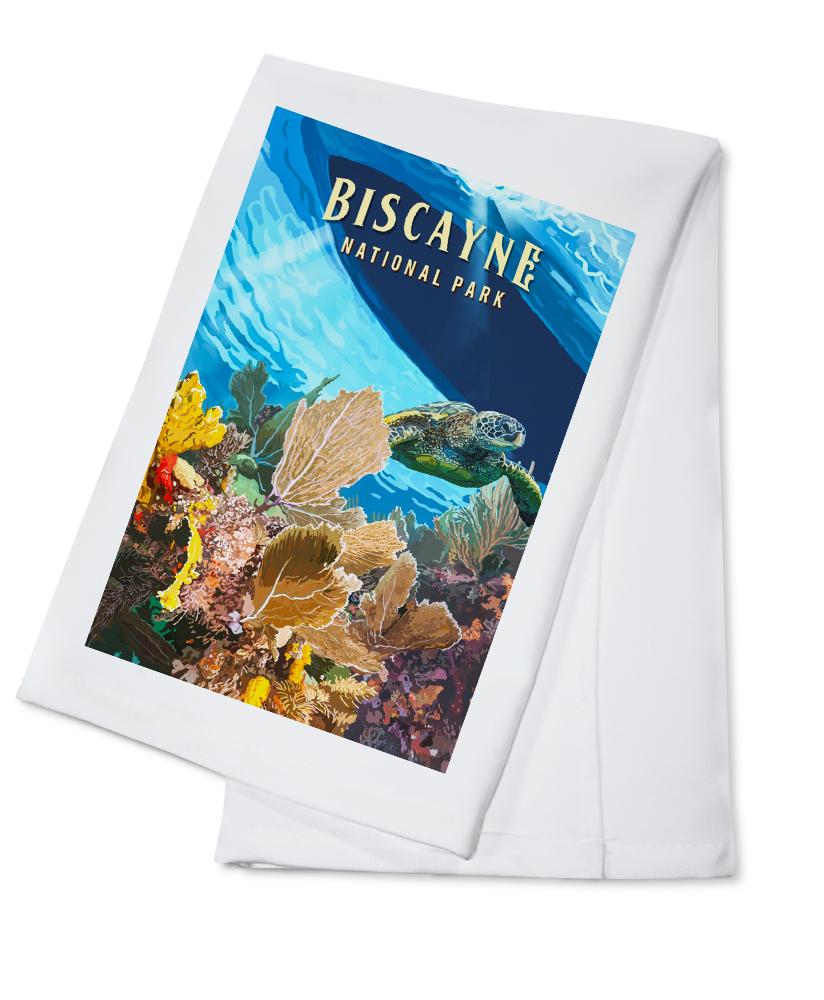 Biscayne National Park, Florida, Painterly National Park Series, Organic Cotton Kitchen Tea Towels - Lantern Press