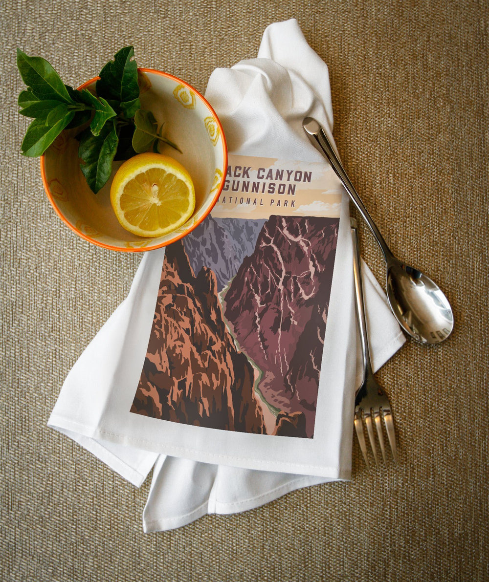 Black Canyon of the Gunnison National Park, Colorado, Painterly National Park Series, Organic Cotton Kitchen Tea Towels - Lantern Press