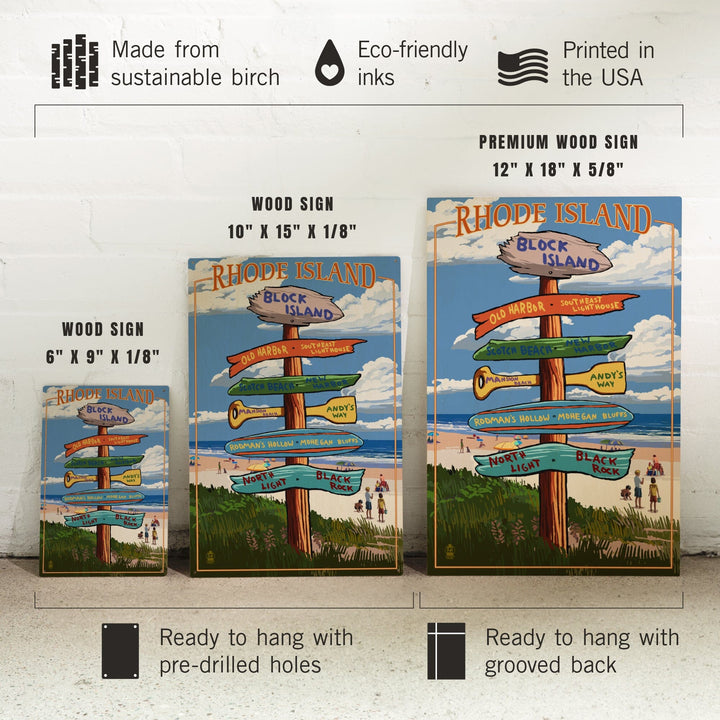 Block Island, Rhode Island, Sign Destinations, Lantern Press Poster, Wood Signs and Postcards - Lantern Press